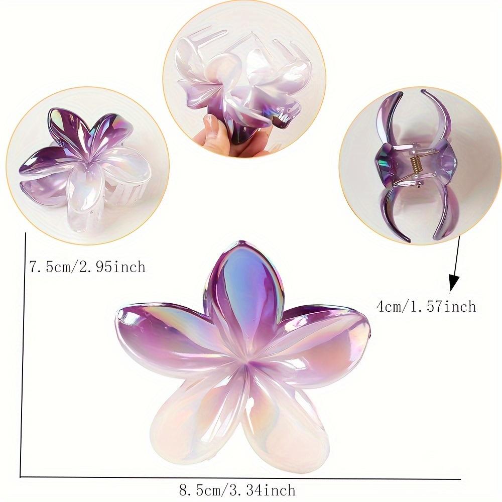 1 Stück Elegante Frangipani Haarnadel, Glitzernde Kunststoffblume Haarspange, Niedliches Hai-Klammer-Design, Farblich passend, Mittlere Größe, Einzelnes individuelles Stück