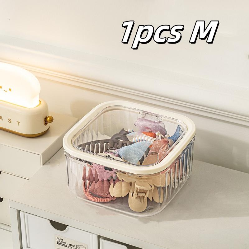 

1/2pcs Transparent Acrylic Hair Accessory Organizer Tie Headband Container Laundry Pods Mini Desktop Trash Can For Household Use
