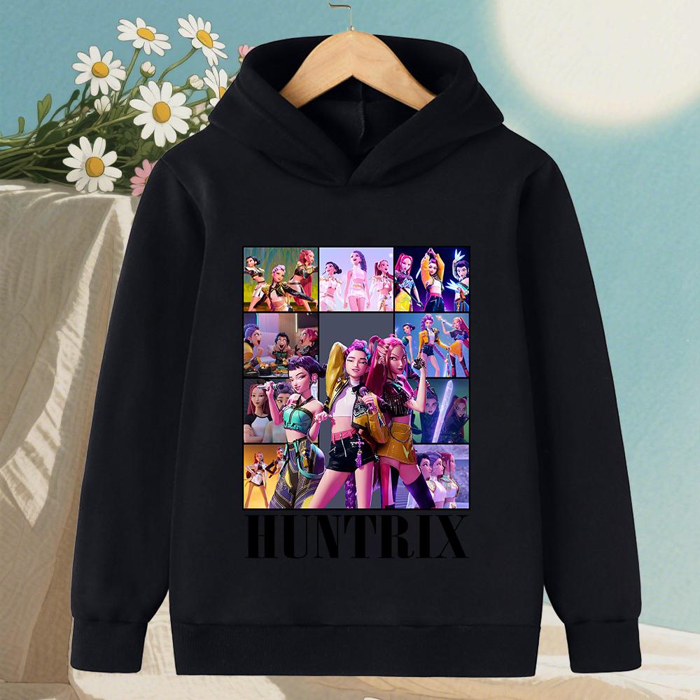 KPop Demon Hunter Rumi Cartoon Girls Boy Hooded Sweatshirt Warm Children's Korean Wave Fashion Casual Tops Casual Girls Clothing