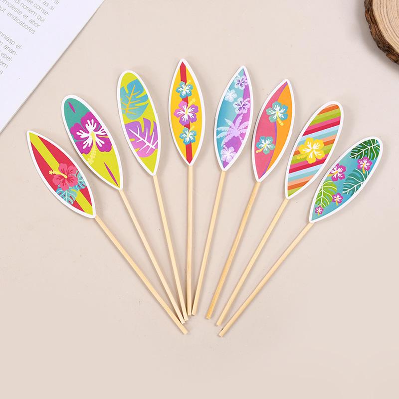 24/8Pcs Surfboard Cupcake Topper Hawaiian Tropical Summer Birthday Party DIY Decoration Beach Pool Wedding Supplies Cake Picks