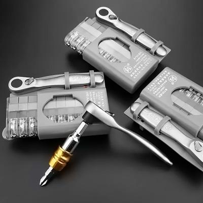 12pcs/set 12-Piece Multifunctional Mini Ratchet Wrench & Screwdriver Bit Set for DIY Home Repairs