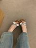 2025 New French Square Head Open-toed One-word Cool Slippers Women Wear Fairy Style Versatile Thick-heeled Slippers In Summer