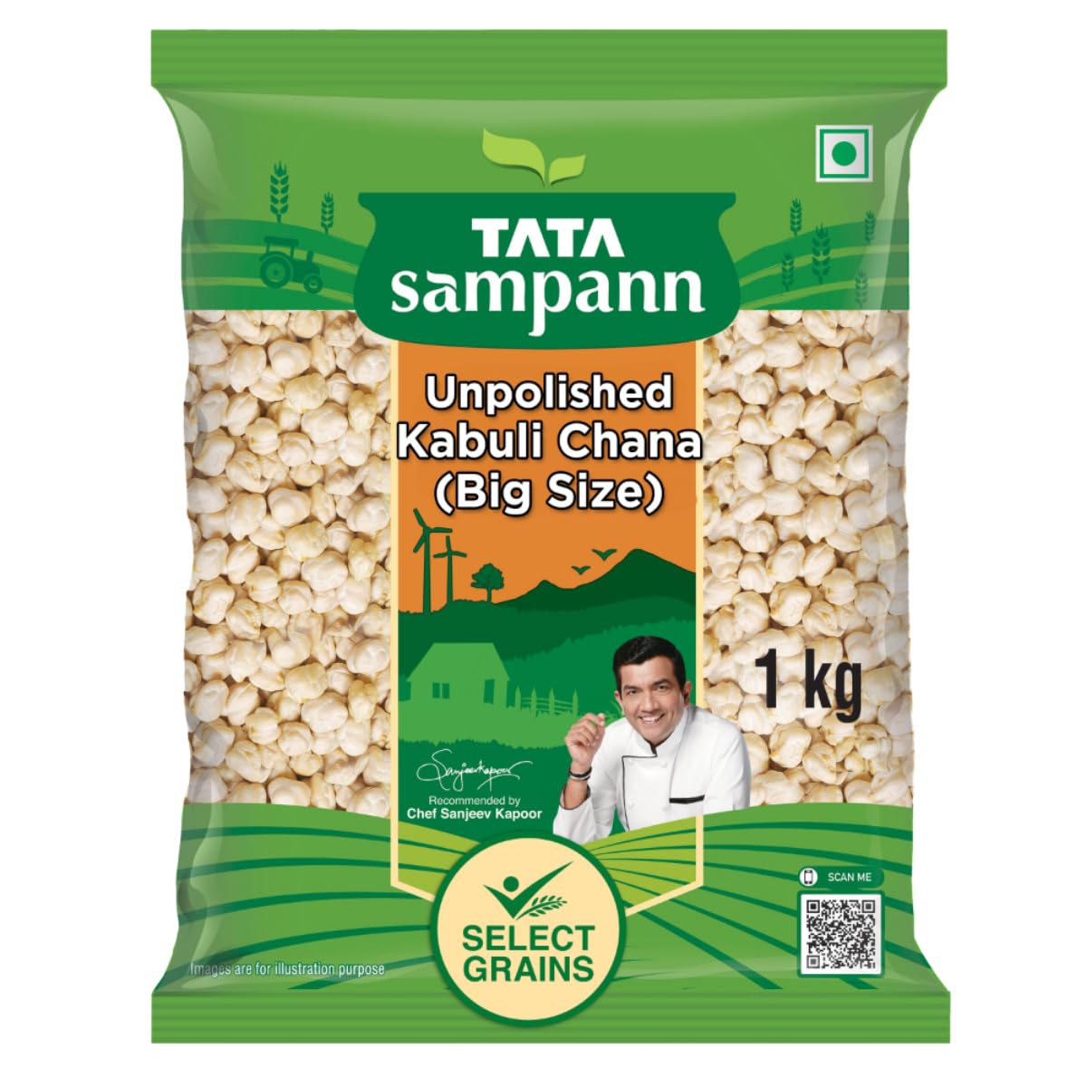 

Tata Sampann Unpolished Kabuli Chana Big Size 1kg Protein-Rich Premium Quality Chickpeas for Salads Hummus and Cooking