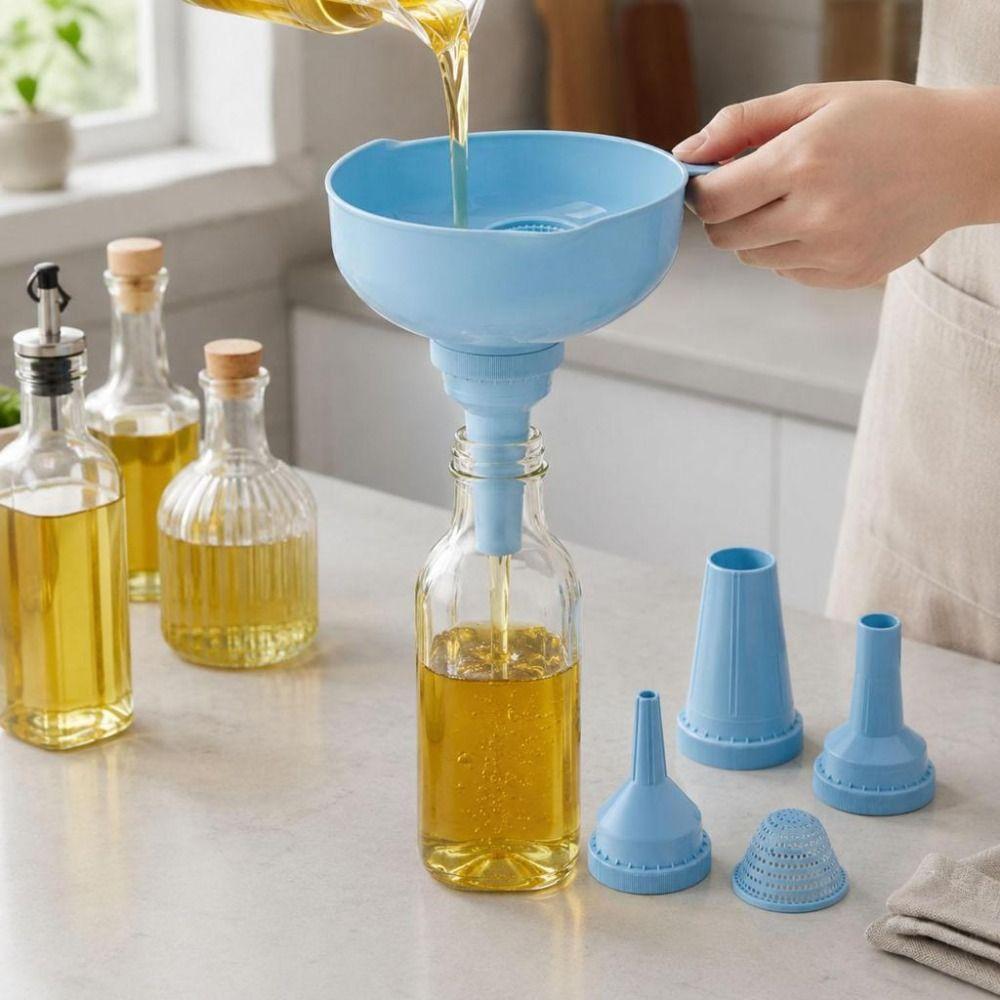 5Pcs/Set Plastic Filter Funnels Filling Funnels for Oil Beverage Jam and Liquid Transfer