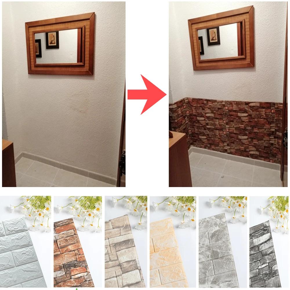 Foam 3D Decorative Wall Stickers Adhesive Panel Home Decor Living Room Bedroom House Decoration Bathroom Waterproof Wallpaper