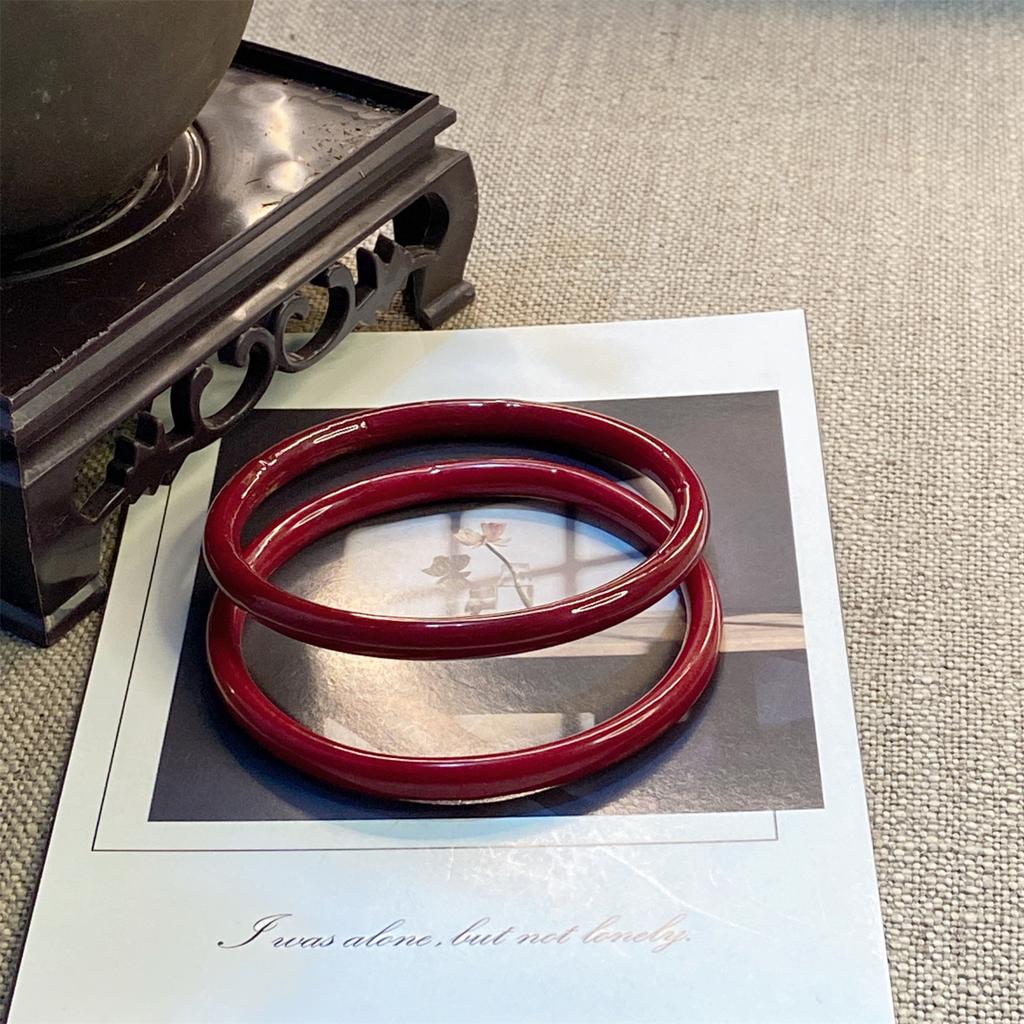 2Pcs/Set Imitation Natural Jade Solid Color Jingle Bangles Vintage Palace Simple Glass Bracelet Chinese Style Ancient Jewelry