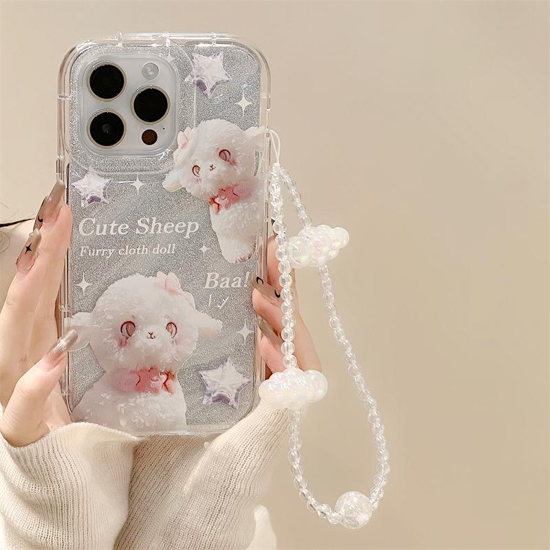 Zhitai Apple Phantom Shell for iPhone 15 Pro, fits 11/12/14 models, with phone chain attachment.