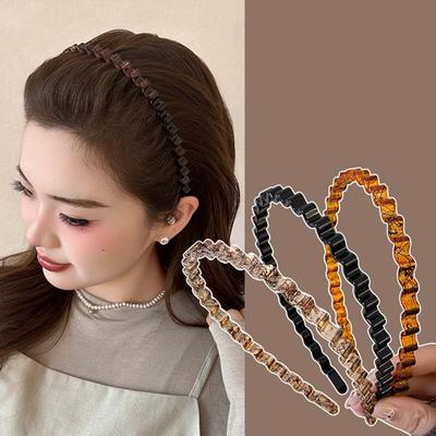 Bandeau Tendance Forme Vague Géométrique pour Femmes Simple Couleur Unie Texture Acrylique Antidérapant Vagues Accessoires Cheveux