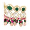 Pink Green Stones Beads Austrian Diamonds Choker Necklace Earring & Maangtikka Set For Women