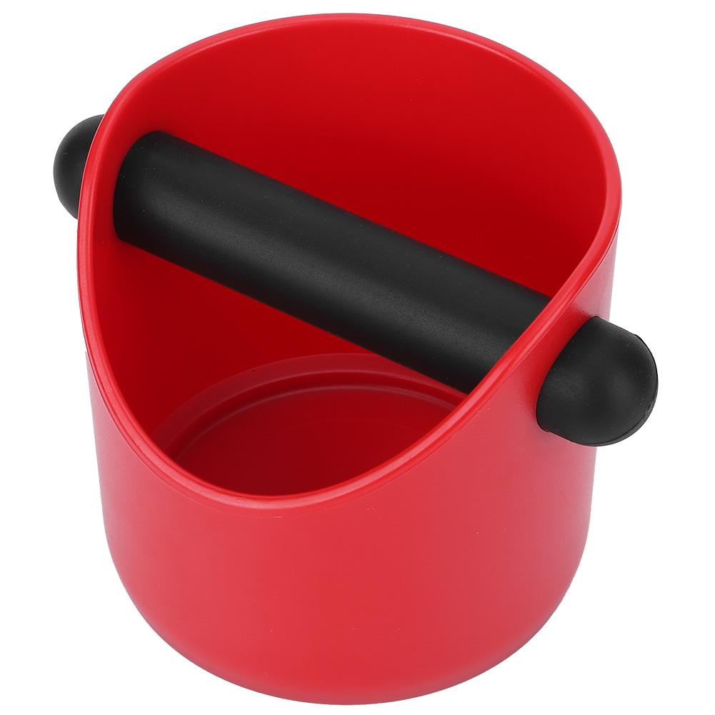 Mini Coffee Grounds Container NonSlip Straight Port Household Grind Bucket Knock Bin Box(Red )