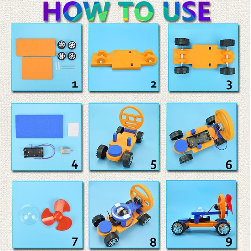 Wind Power Electric Racing Science Physics Experiment Toys for Kids Teens Handmade Assembling Educational Toy Gifts