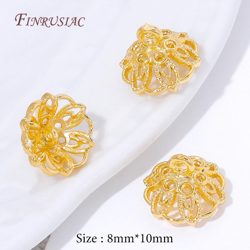 

2/4/8Pcs 18K Gold Plated Filigree Flower Bead Caps DIY Jewelry Findings Bracelets Necklaces Tassel Earrings Accessories 2 pieces