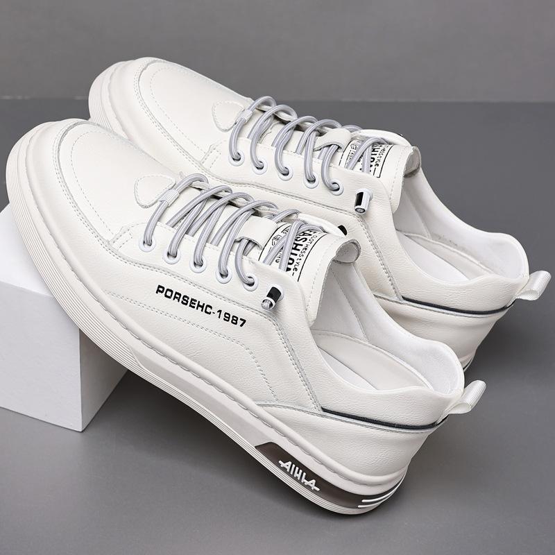 

Men s casual leather shoes new versatile casual cowhide soft-faced board shoes fashion white shoes 38 белый