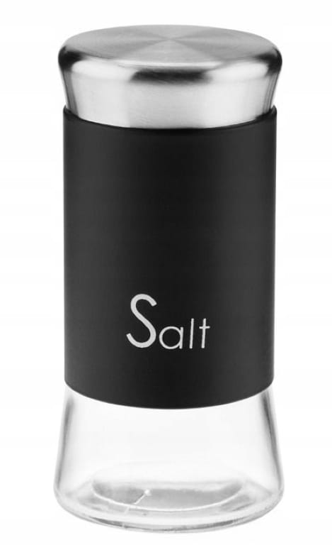 Salt shaker, decorative glass, black, 150 ml