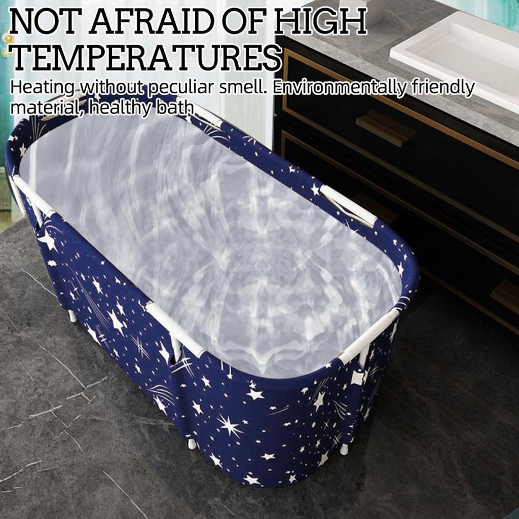 120CM Folding Bathtub Spa Bathtub Adult Children Swimming Pool Portable Plastic Bathtub Bath Bucket Insulation Bathing Bath Tub Double Drain 6 Layer