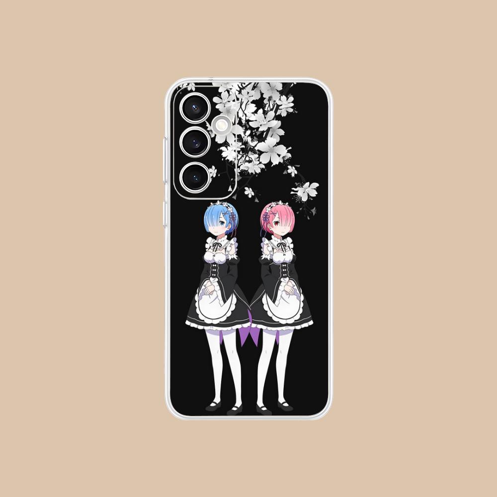 ReZero Rem Ram Clear Mobile Phone Case for Samsung Galaxy S25 S24 S23 S22 S21Plus FE Ultra Colorful Cover