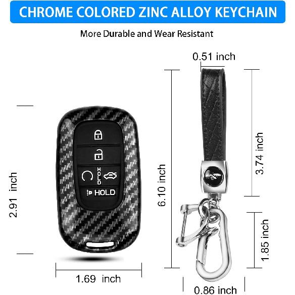 QBUC for Honda Civic Key Fob Cover, Key Case with Keychain for Honda  2024 2025 Accord CR-V HR-V V Pilot SI EX EX-L Touring Carbon Fiber Key Fob Case