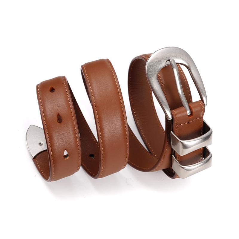 Women's Belt, Small Fragrant Style, High-end Simple Top Layer Cowhide Belt, Alloy Pin Buckle, Women's Decorative Casual Jeans Belt