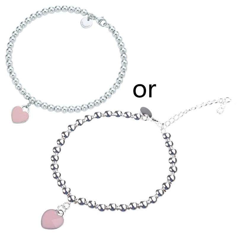 Fashion Stretchable Couples Bracelet Love Heart Charm Beaded Delicate Bracelet Women Jewelry Heart Link Chain Bracelet