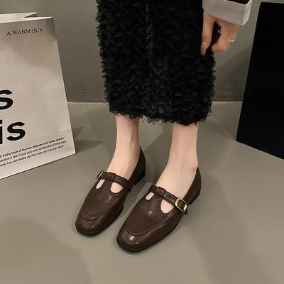Scarpe Mary Jane con punta quadrata da donna, scarpe da donna 2025, nuove autunnali, tacco basso, nicchia, piccole scarpe in pelle da donna