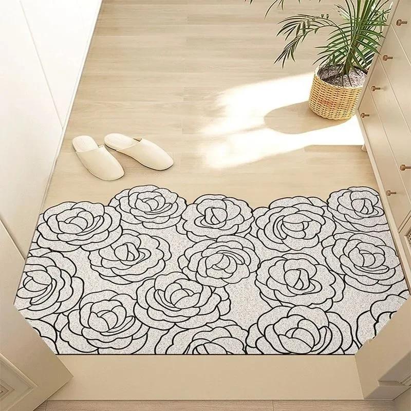 

Flower Door Mat Indoor Non-Slip Entrance Doormat Low Profile Mat Foot Mat Supe Absorbent Welcome Bathroom Rug Front Door Carpet 40x60cm