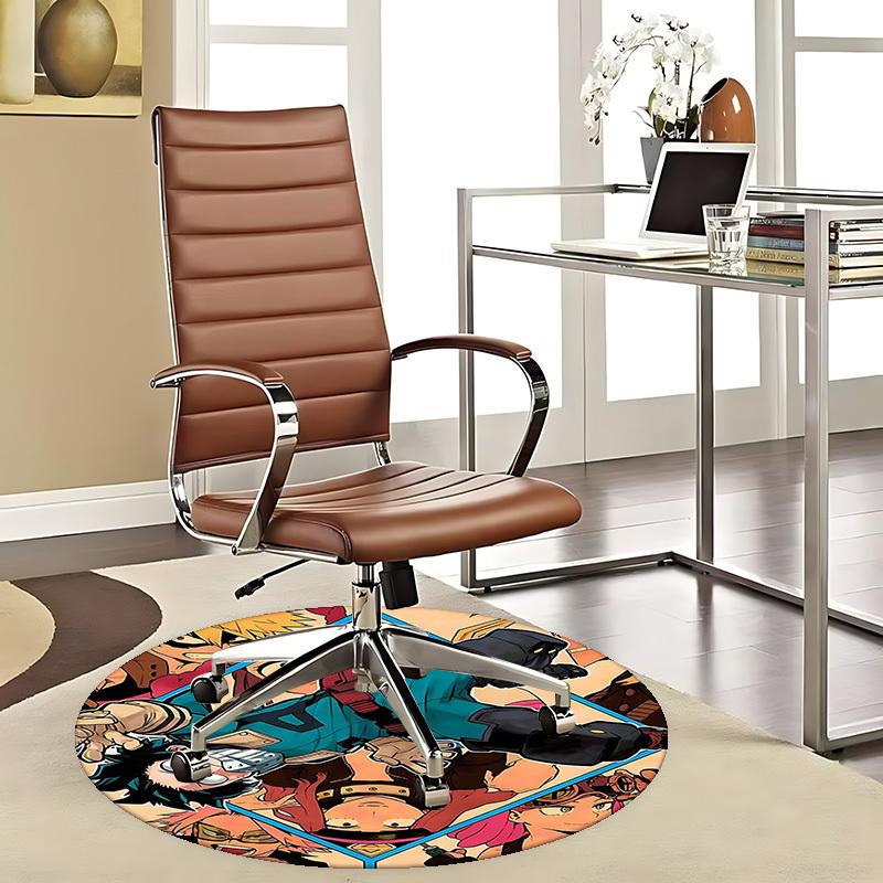 

1pc My Hero Academia Characters Round Carpet - Anime Design Office Chair Mat, Non-Slip Rug for Home Decor, Suitable for Office, Living Room 80cm