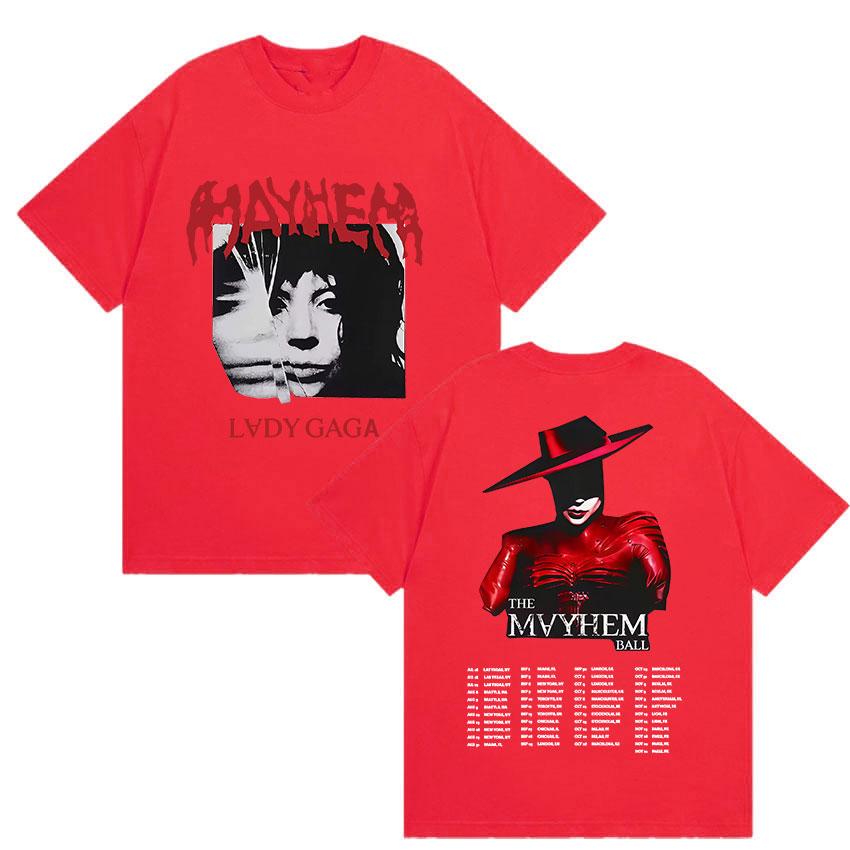 Lady Gaga The Mayhem Ball Album 2025 Fans T-Shirt Unisex Damen Hip Hop Retro Stil Kurzarm T-Shirt 100% Baumwolle T-Shirts Streetwear