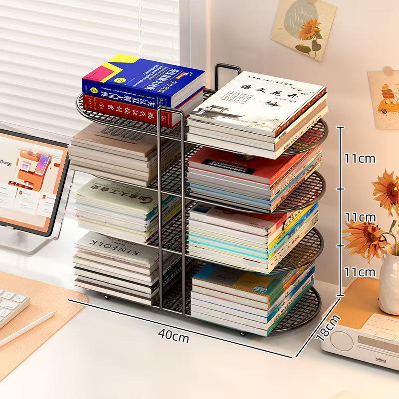 Simple Iron Art Desktop Bookshelf - Office & Student Organizer for Books & Magazines