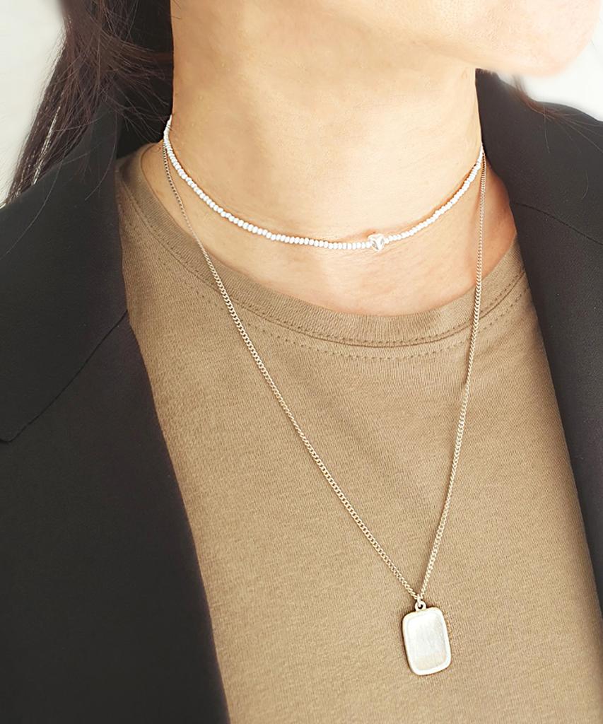 Racoha Pearl Heart Crystal Necklace (Silver 925)