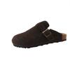 platform-soled Birkenstock shoes, woolen bag head, half slippers, women's outer wear 2025 spring and autumn new belt buckle slippers