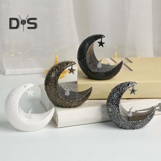 Mini Ramadan Moon Light Ramadan Decoration Soft Glow Battery Powered Eid Ramadan Candle Light Nightstand Decor