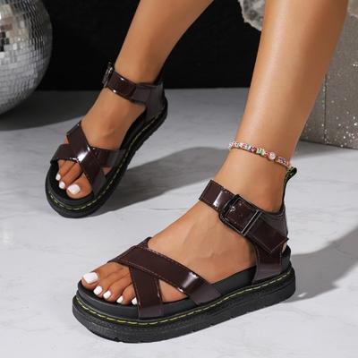 Damen Sandalen 2025 Sommer Lässige Flache Sandalen Damen Outdoor Rutschfeste Strandschuhe Mode Frauenschuhe Römische Sandalias De Mujer