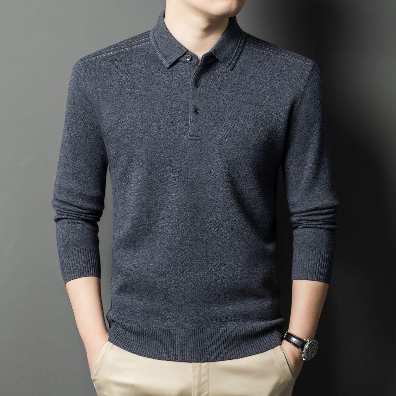 

FengXun Men s 100% Pure Wool Polo Collar Sweater FXT5310 190