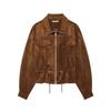 Giacca Utility da Donna Effetto Scamosciato Vestibilità Larga Manica Lunga Zip-Up Top Streetwear Casual 2026