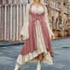 Women's Long Sleeve Dress Fall Casual T Shirt Loose Fit Pleated Front Dresses With Pockets