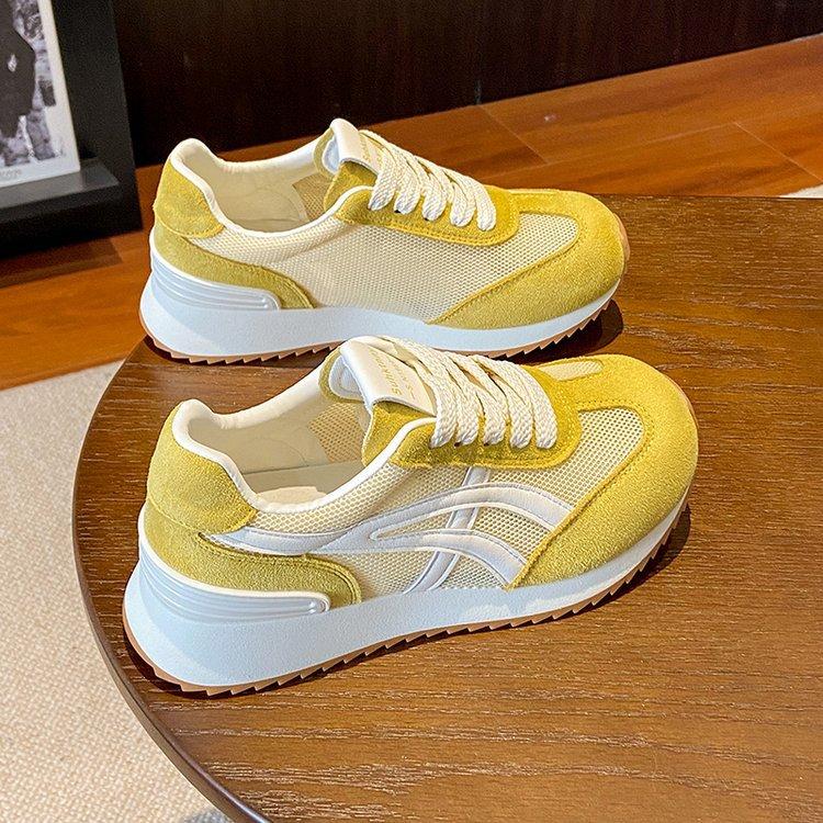 

Mesh sports and leisure German training shoes 2025 new Korean version of color matching Forrest Gump shoes comfortable and versatile sports and leis 35 жёлтый