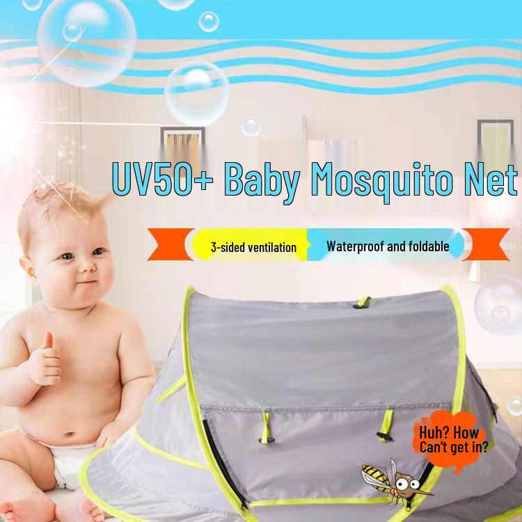 Foldable UV50+ Baby Mosquito Net Tent for Camping, Beach, or Grassland - Quick-Open and Portable Children's Shelter