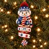 Indoor Outdoor Festive Decor 2026 Patriotic Snowman Christmas Ornament, Acrylic Hanging for Tree, Tree Ornament Holiday Pendant Home Party Accessory