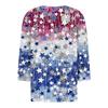 Women's T Shirt Independence Day Print Button 3/4 Sleeve Daily Weekend Fashion Basic V- Neck Regular Top