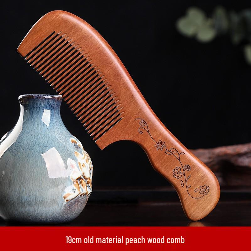 Natural Anti-Static Peach Wood Comb for Men & Women’s Long Hair with Buffalo Horn