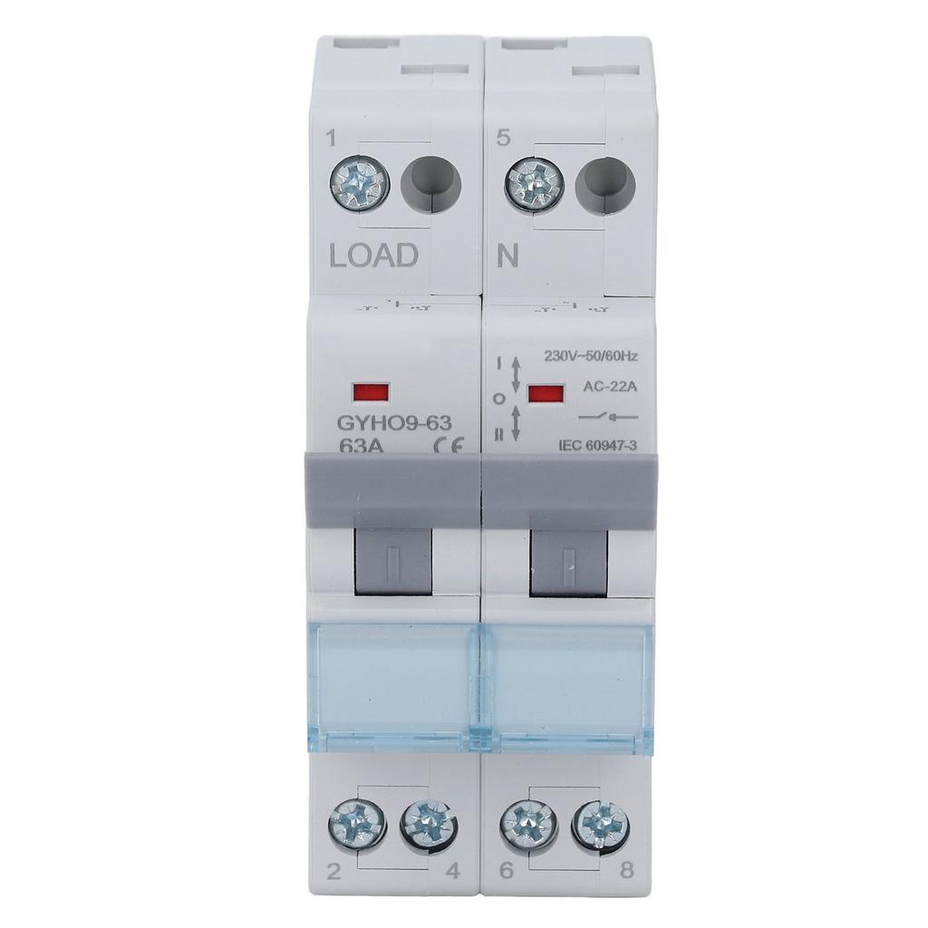 Manual Transfer Switch 2P 63A DIN35mm Rail Mount Double Power Generator Transfer Switch