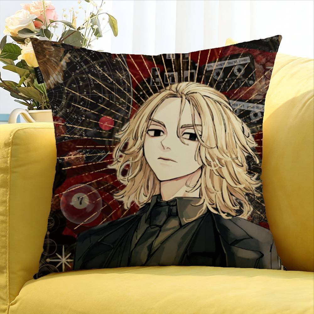 T-Tokyo r-Revengers Mikey World Various Sizes Square Pillow Case For Car Home Bedchamber Decor