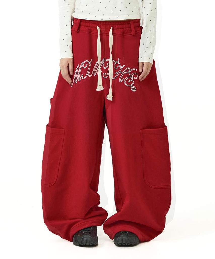 Mimdeowodeulobeu Bolo Print Wide Pants_Red