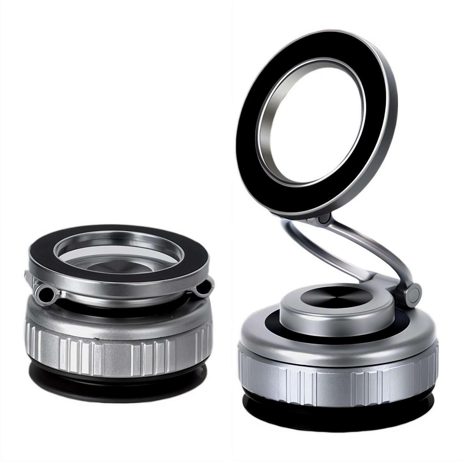 

G512 Magnetic Car Phone Holder Dashboard Mount Suction Cup Base 360 Degree Rotation Foldable Stand Silver