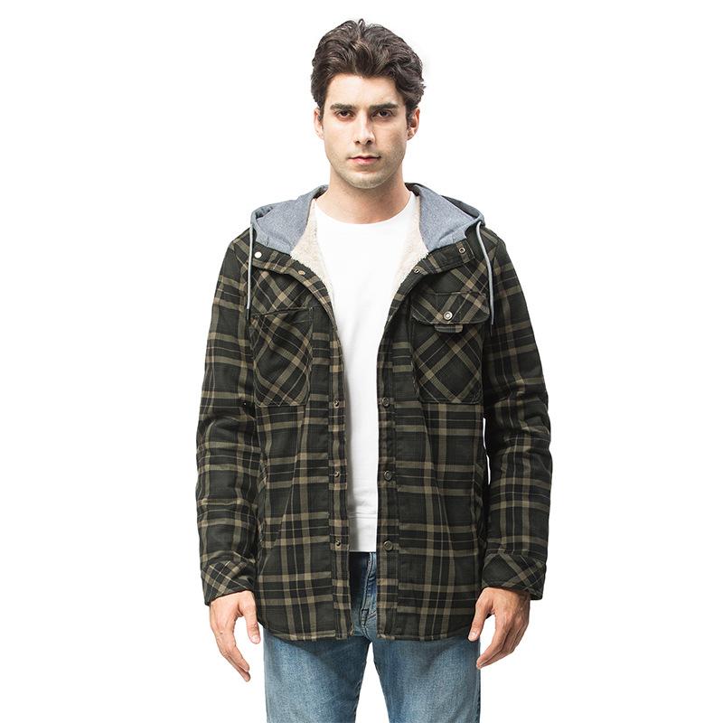 Hermosa Chaqueta de Talla Grande a Prueba de Frío y Viento Chaqueta Cálida Camisa Casual para Hombre Talla Grande con Terciopelo