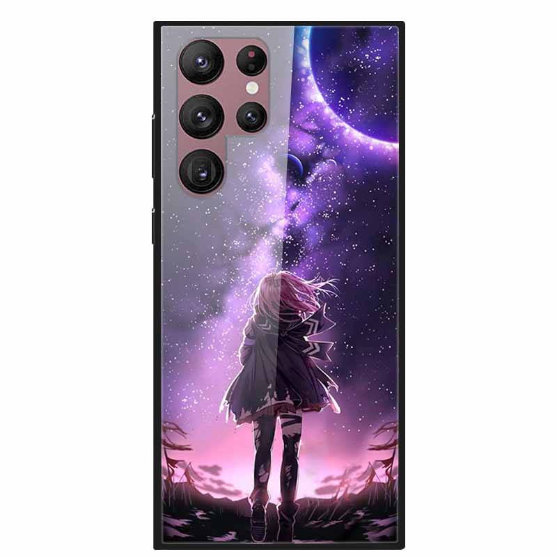 For Samsung Galaxy S22 Ultra 5G Phone Case Tempered Glass Back Cover Hard Case For Samsung  S22 Plus S 22 Capa Shell Funda Coque