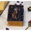 Handmade Vintage Cat Journal – Leather Notebook with Floral Cat Art & Aged Deckle Edge Pages – Witchy Grimoire Journal - Book of Shadows