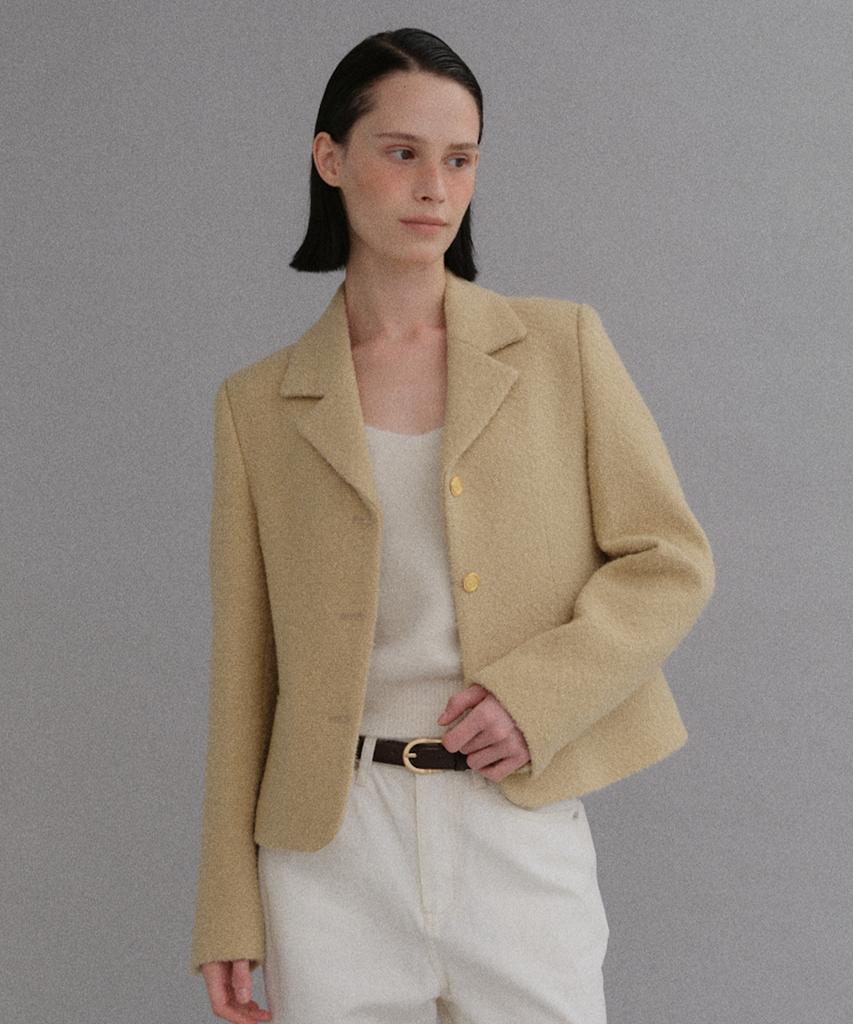 Baie Oud Tweed Collar Jacket_Beige