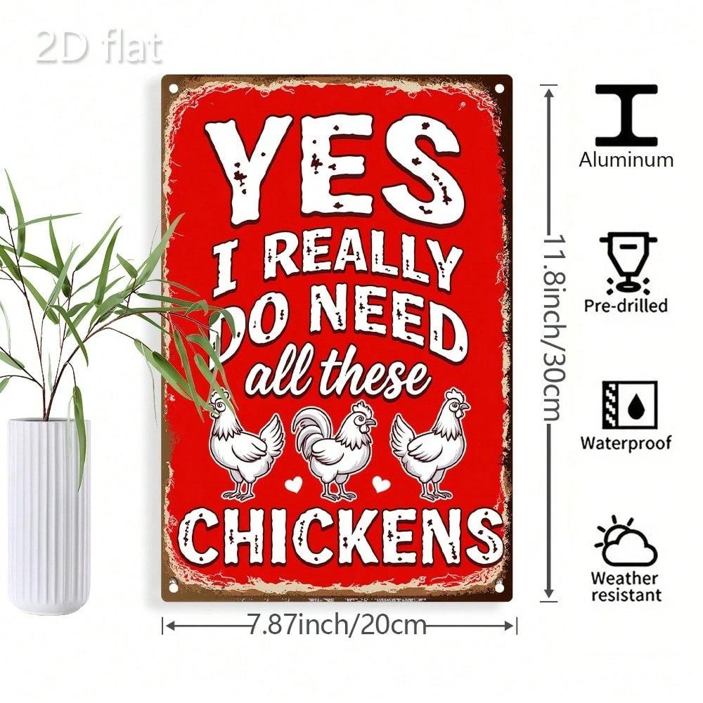 Vintage Metal Chicken Tin Sign Kitchen Wall Art Farmhouse Decor 8x12 Inch