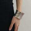 Fashion Vintage Metal Woven Wide Self-Regulating Bangle Women Smooth Curved Open Bracelet Punk Jewelry Accessories